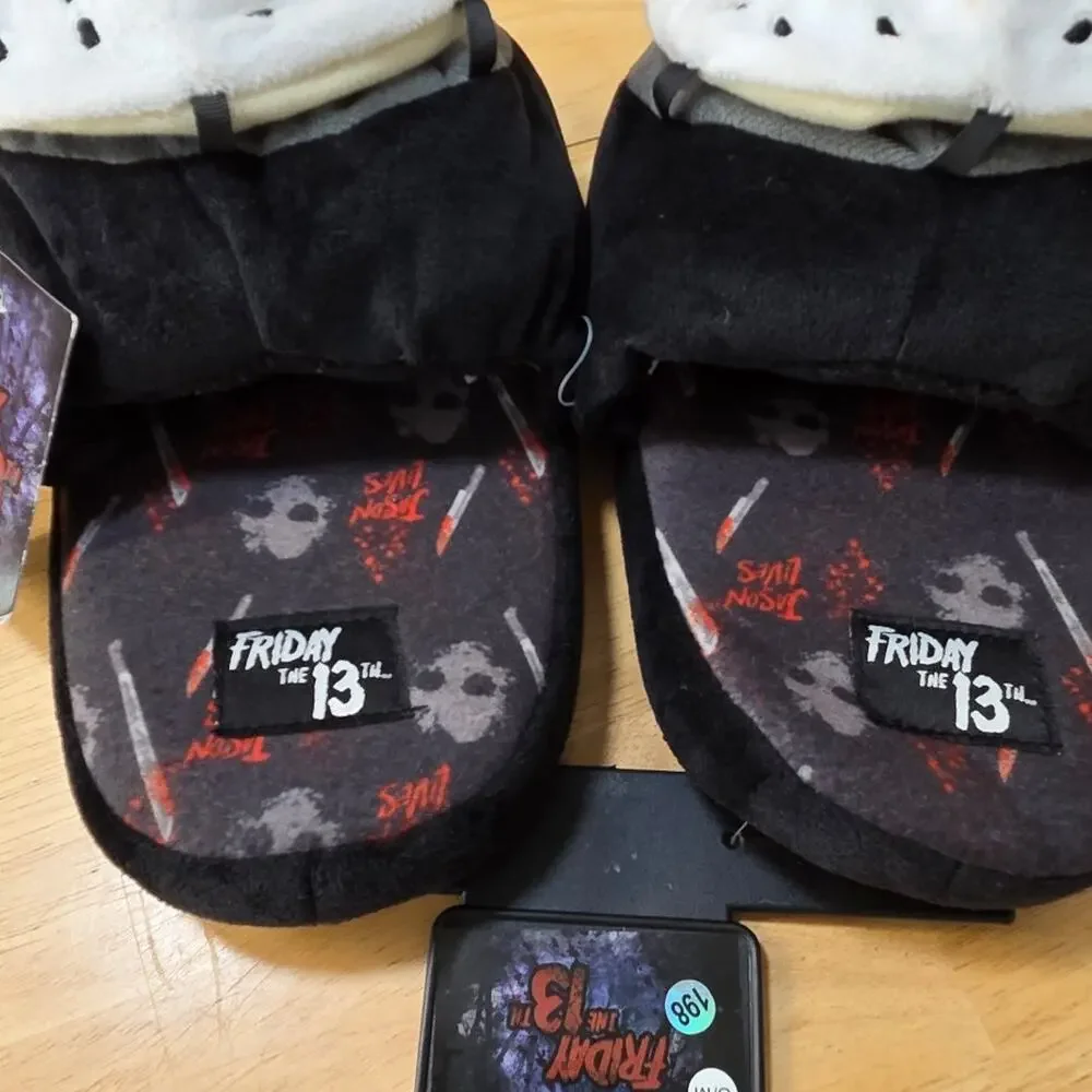 Friday the 13th Jason Voorhees Plush Slippers S M NWT Horror Movie Bioworld